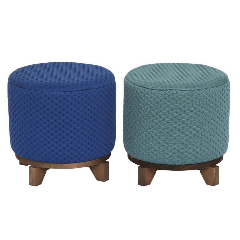 Reposapiés DKD Home Decor Madera 30 x 30 x 30 cm Verde Azul marino (2