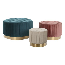Reposapiés DKD Home Decor Verde Gris Burdeos Dorado Metal Terciopelo