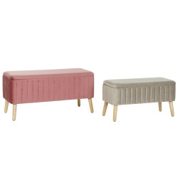 Banqueta DKD Home Decor Gris Burdeos Dorado Abeto 100 x 44 x 47 cm (2