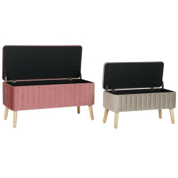 Banqueta DKD Home Decor Gris Burdeos Dorado Abeto 100 x 44 x 47 cm (2
