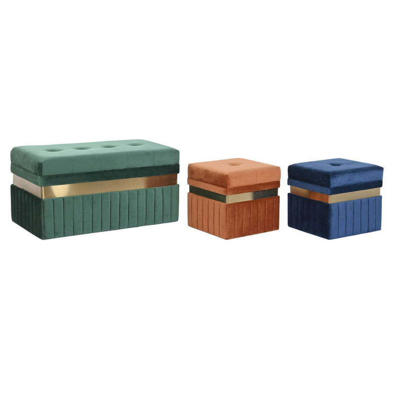 Banqueta DKD Home Decor Azul Verde Naranja Dorado Madera MDF 93 x 47 x Banqueta DKD Home Decor Azul Verde Naranja Dorado Madera MDF 93 x 47 x