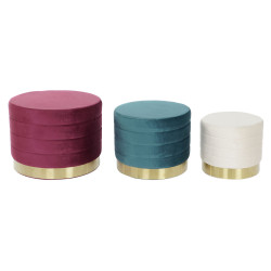 Reposapiés DKD Home Decor Multicolor Madera MDF Terciopelo 60 x 60 x