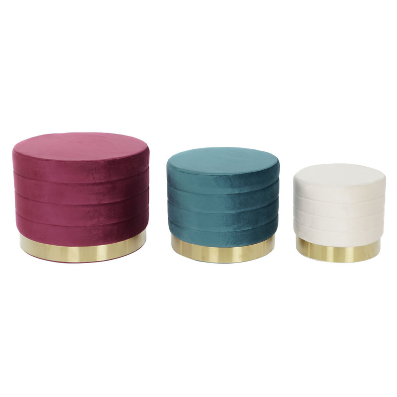 Reposapiés DKD Home Decor Multicolor Madera MDF Terciopelo 60 x 60 x