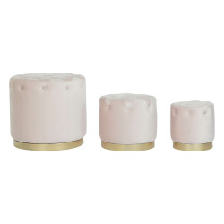 Reposapiés DKD Home Decor Rosa Dorado Madera MDF Terciopelo 60 x 60 x