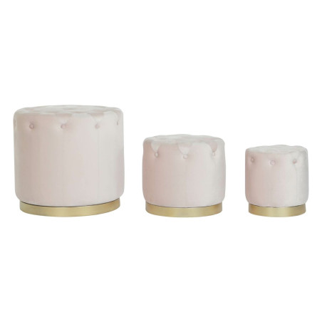 Reposapiés DKD Home Decor Rosa Dorado Madera MDF Terciopelo 60 x 60 x