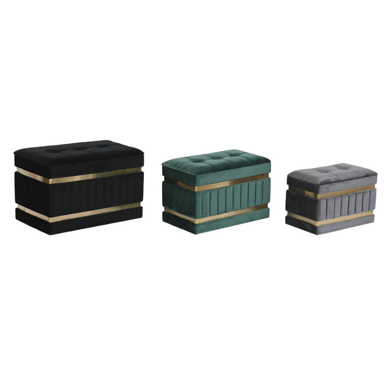 Banqueta DKD Home Decor Negro Dorado Verde Gris oscuro Madera MDF 70 x Banqueta DKD Home Decor Negro Dorado Verde Gris oscuro Madera MDF 70 x