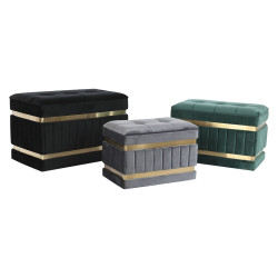 Banqueta DKD Home Decor Negro Dorado Verde Gris oscuro Madera MDF 70 x