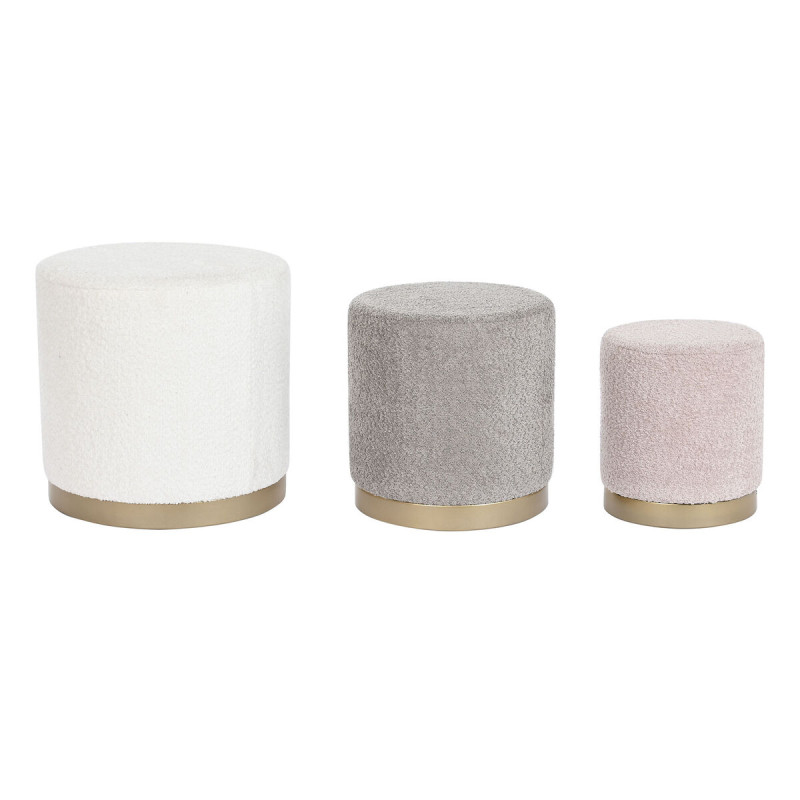 Reposapiés DKD Home Decor Blanco Marrón Rosa Dorado Madera MDF 48 x Reposapiés DKD Home Decor Blanco Marrón Rosa Dorado Madera MDF 48 x