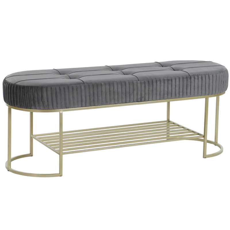 Banqueta DKD Home Decor Gris Dorado Metal 120 x 40 x 45 cm Banqueta DKD Home Decor Gris Dorado Metal 120 x 40 x 45 cm