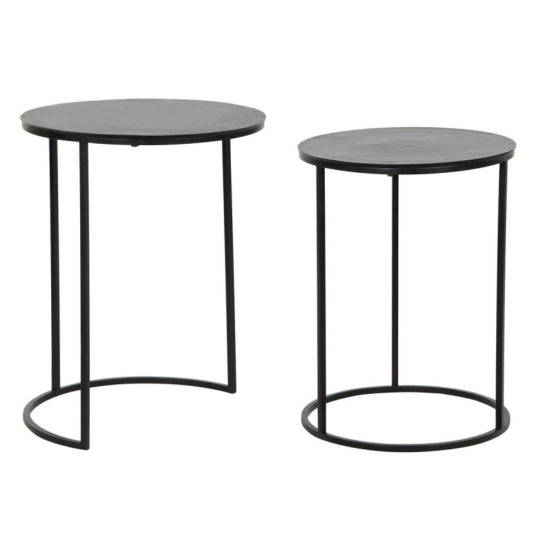 Juego de 2 mesas DKD Home Decor Negro Metal Aluminio 46 x 46 x 58 cm Juego de 2 mesas DKD Home Decor Negro Metal Aluminio 46 x 46 x 58 cm