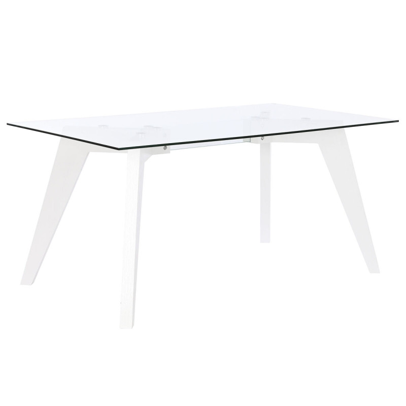 Mesa de Comedor DKD Home Decor Blanco Transparente Cristal Madera MDF
