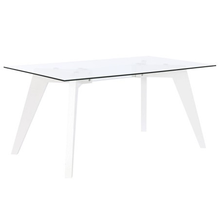 Mesa de Comedor DKD Home Decor Blanco Transparente Cristal Madera MDF