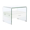 Mesita de Noche DKD Home Decor Blanco Transparente Cristal Madera MDF