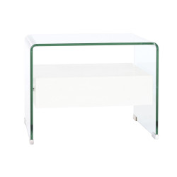 Mesita de Noche DKD Home Decor Blanco Transparente Cristal Madera MDF
