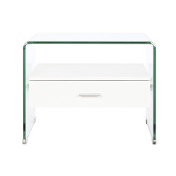 Mesita de Noche DKD Home Decor Blanco Transparente Cristal Madera MDF
