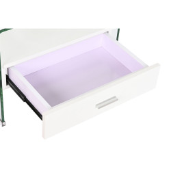 Mesita de Noche DKD Home Decor Blanco Transparente Cristal Madera MDF
