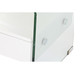 Mesita de Noche DKD Home Decor Blanco Transparente Cristal Madera MDF