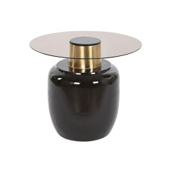 Mesa auxiliar DKD Home Decor Negro Dorado Metal Cristal 59 x 59 x 46 c