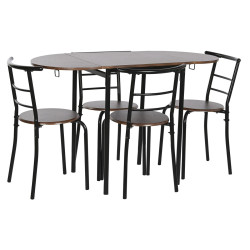 Conjunto de Mesa con 4 Sillas DKD Home Decor Marrón Negro Metal Mader