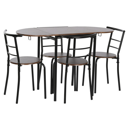 Conjunto de Mesa con 4 Sillas DKD Home Decor Marrón Negro Metal Mader