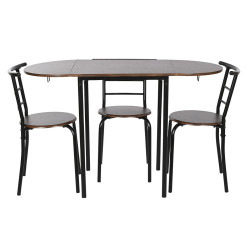 Conjunto de Mesa con 4 Sillas DKD Home Decor Marrón Negro Metal Mader