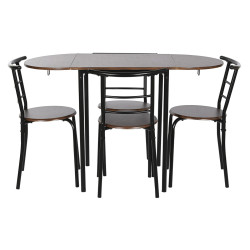 Conjunto de Mesa con 4 Sillas DKD Home Decor Marrón Negro Metal Mader