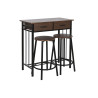 Conjunto de Mesa con 2 Sillas DKD Home Decor Marrón Negro Metal Mader