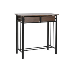 Conjunto de Mesa con 2 Sillas DKD Home Decor Marrón Negro Metal Mader