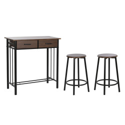 Conjunto de Mesa con 2 Sillas DKD Home Decor Marrón Negro Metal Mader