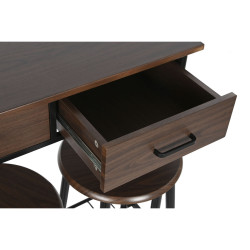 Conjunto de Mesa con 2 Sillas DKD Home Decor Marrón Negro Metal Mader