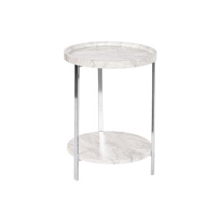 Mesa auxiliar DKD Home Decor Blanco Plateado Metal Madera MDF 40 x 40