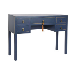 Escritorio DKD Home Decor Azul Dorado Metal Pino Madera MDF 110 x 35 x