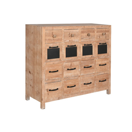 Cajonera Home ESPRIT Negro Natural Metal Abeto Cottage 110 x 40 x 92,5