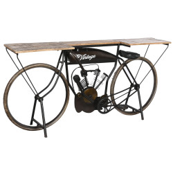 Mesa auxiliar DKD Home Decor Moto Negro Natural Madera Metal 180 x 35