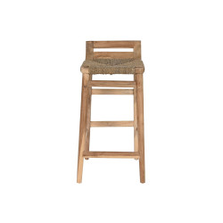 Taburete Home ESPRIT Natural Ratán Teca Fibra 37 x 45 x 77 cm
