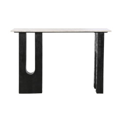 Consola Home ESPRIT Blanco Negro Mármol Madera de mango 117 x 31 x 77