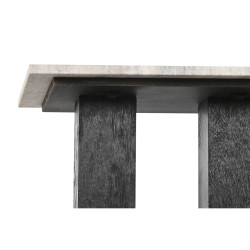 Consola Home ESPRIT Blanco Negro Mármol Madera de mango 117 x 31 x 77