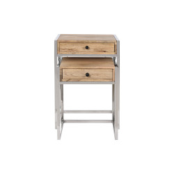Juego de 2 mesas Home ESPRIT Marrón Plateado Natural Acero Madera de