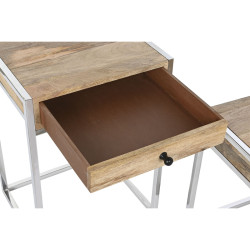 Juego de 2 mesas Home ESPRIT Marrón Plateado Natural Acero Madera de