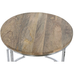 Juego de 3 mesas Home ESPRIT Marrón Plateado Natural Acero Madera de