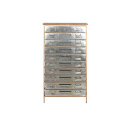 Cajonera Home ESPRIT Marrón Gris Plateado Natural Metal Abeto Loft 66