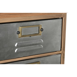 Cajonera Home ESPRIT Marrón Gris Plateado Natural Metal Abeto Loft 66