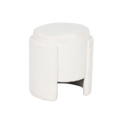 Reposapiés Home ESPRIT Blanco Poliéster Madera MDF Scandi 40 x 40 x