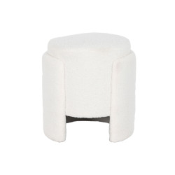 Reposapiés Home ESPRIT Blanco Poliéster Madera MDF Scandi 40 x 40 x