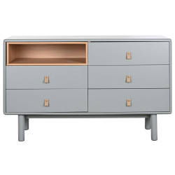 Cómoda Home ESPRIT Azul Gris Natural Polipropileno Madera MDF 120 x 4