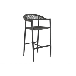 Taburete Home ESPRIT Negro Gris oscuro Aluminio Ratán 52 x 55 x 105 c