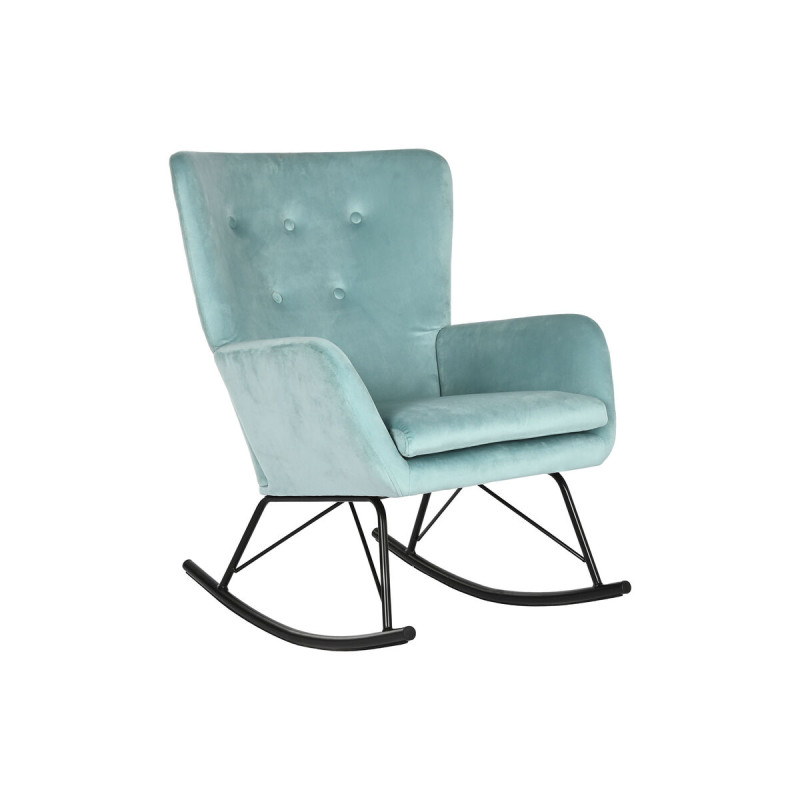 Mecedora Home ESPRIT Negro Azul cielo Poliéster Metal 68 x 90 x 92 cm Mecedora Home ESPRIT Negro Azul cielo Poliéster Metal 68 x 90 x 92 cm