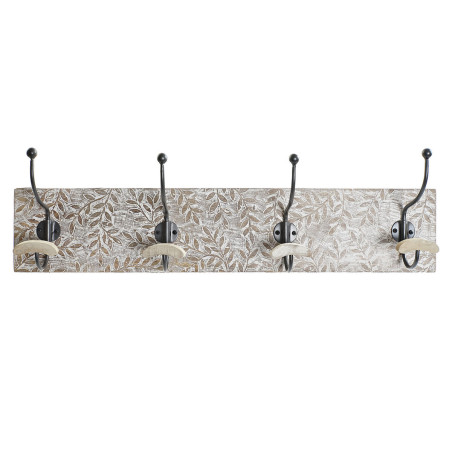 Perchero de Pared Home ESPRIT Blanco Hierro Madera de mango 76 x 14 x