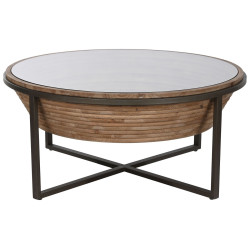 Mesa de Centro Home ESPRIT Cristal Madera de abeto 102 x 102 x 46 cm