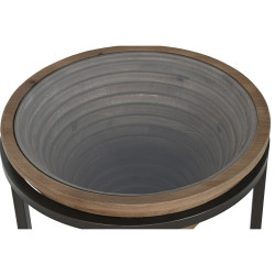 Mesa auxiliar Home ESPRIT Negro Natural Cristal Abeto 46 x 46 x 55,5 c